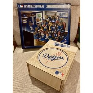 Lot MLB Los Angeles Dodgers Baseball Puzzles 500 Piece Dog & 270 Pc Wooden LA